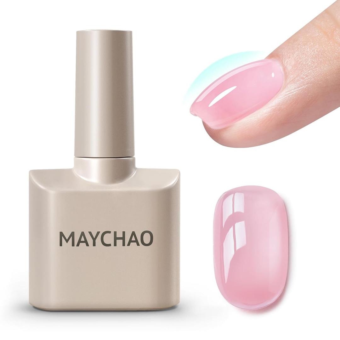 MAYCHAO Pink Builder Gel for Nails, 15ml Nail Strengthener in a Bottle, Nail Extension Hard Gel, Soak Off Long Lasting UV Light Cure (21)