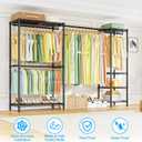 Ulif E10 Clothes Rack（With Stretchable Hanger Rod）Freestanding Clothing Racks for Hanging Clothes，Adjustable Closet Organizer System，Portable Garment Rack 73-97"W x 15" D x 72" H，Max Load 800LBS，Black