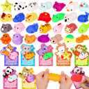 28 Pack Valentines Day Cards for Kids Classroom, Kawaii Mochi Squishies Fidget Toys with Valentines Cards, Classroom Gift Exchange, School Party Favors for Boys Girls Toddlers