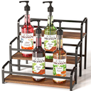 MIMIyasha Coffee Syrup Organizer, 3-Tier Syrup Rack 12 Bottles Capacity, Coffee Syrup Rack Free-Installation (Magnetic Connection), Spice Rack for Countertop, Bar, Kitchen