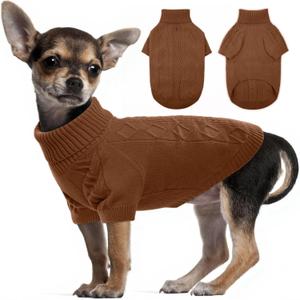 LETSQK Dog Knitting Sweater,Pet Warm Winter Coat,Thickening Turtleneck Small Medium Doggy Sweatshirt Soft Classic Knitwear in Cold Weather,Pullover Sweater for Puppy,S GlazedGinger