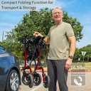Rollator Walker for Seniors, Lightweight Foldable All Terrain Rolling Walker with seat, Aluminum Walkers with 10 inch Rubber Wheels, Handles and Backrest for Seniors and Adult (Red)