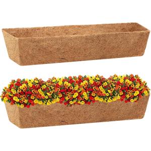 Legigo 2 Pack 48 Inch Square Coco Liners Planter Baskets Liner- Natural Coconut Coir Basket Liner Replacement, Window Box Liners Trough Coconut Liners for Wall Planter Garden Deck Fence Flower Baskets