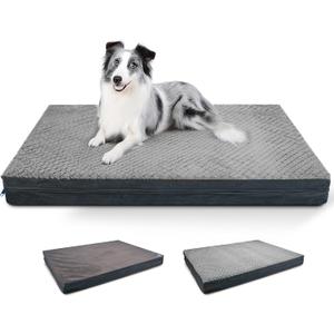 Sytopia Washable XL Dog Bed for Large Dogs  Double-Sided Plush, Waterproof, Removable Cover, Thick Orthopedic Support, Durable Multi- Size Comfort Clearance Indoor Flat Dog Bed (Grey)