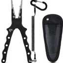 Piscifun Fishing Pliers, Saltwater Fishing Pliers with Split Ring, Fish Hook Remover, Corrosion Resistance Fly Fishing Pliers with Braid Cutters, Sheath and Lanyard, Fishing Gear Gifts for Men