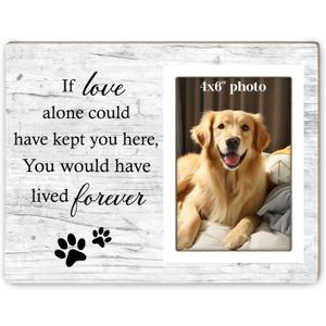 Dog Memorial Picture Frame, Pet Sentiment Memorial Gifts for Loss of Dog, Pet Picture Frames Memorial, If Love Could Have Kept You Here You Would Have Lived Foreve, 4x6 Photo12P92