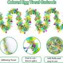 66 Feet Easter Tinsel Garlands, Colorful Egg Shiny Hanging Metallic Glitter Spring Garland for Easter Party Door Tree Garland Decorations(2Pcs)