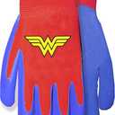 MidWest Gloves & Gear DCW100TH8 Wonder Woman Garden Toddler Gripper Gloves, Red Knit Liner/Blue Coating
