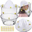 Unittype 22 Pcs Halloween Beekeeper Costume Set Including 2 Bee Keeper Hat and Veil, 10 Wool Felt Bee, 10 Round Double Sided Tape Beekeeper Helmet Bug Insect Hats with Netting for Men Women Adult