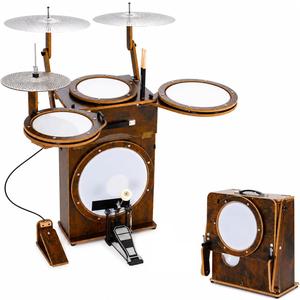 Portable Drum Set for Adults & Teens, Foldable All-in-One Practice Drum Kit with Bass Drum, Snare, Toms, Cymbals, Kick & Hi-Hat Pedals, Compact Drum Set for Home, Studio & Travel by Suttaya