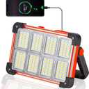 120W LED Solar Work Light, 144 LED 10000LM Portable Flood Light with Stand, Red 4 Modes Rechargeable, IP65 Waterproof Outdoor Working Light for Camping, Fishing, Car Repair & Mechanics (1)
