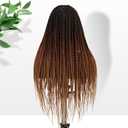 Fancy Hair Braided Wig for Black Women Square Knotless Box Braided Wigs Full Double Lace Glueless Braids Wig with Baby Hair Synthetic Ombre Brown to Blonde Braid Wig 26 inch
