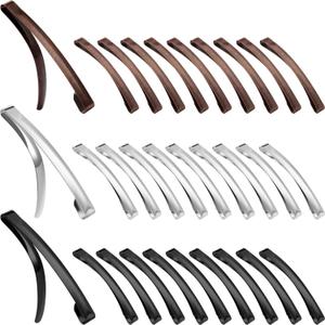 Hotop 30 Pieces Open Center Metal Barrettes Anti-slip Metal Hair Clip for Women, Assorted Colors(Slide Barrette,Black, Silver, Brown)