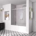 56-60" W x 58" H Frameless Bathtub Sliding Doors, Glass Shower Door for Tub with 5/16" (8mm) Clear SGCC Tempered Glass, Chrome Finish Shower Doors, Reversible Installation