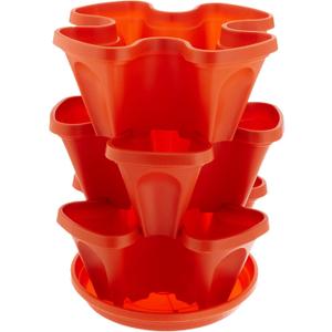 Mr. Stacky Self Watering 3 Tier Stackable Garden Vertical Planter Set, Terracotta Small