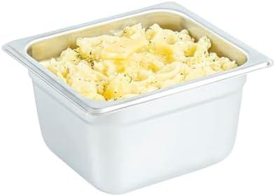Restaurantware Hotel Pan 1 Count 1/6 Size Anti-Jam 4” Deep Freezable 24 Gauge Stainless Steel Steam Pan Lid Sold Separately, for Use in Commercial Kitchens, Cafeterias, Catering Event and Parties