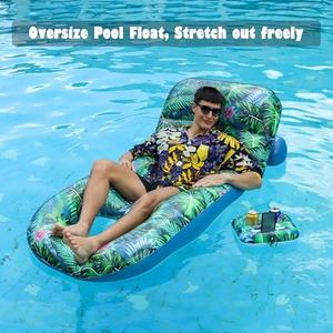 FindUWill Pool Floats Adult - Inflatable Large Pool Float Lounger with Cup Holder, Floating Pool Lounger Raft, Sunchill Tanning Float Pool Accessories Decor Floaties for Lake, Pool, Beach