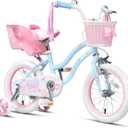 Glerc Petal Girls Bike, 16 Inch Kids Bike for Ages 2-9 Years Old Children, Princess Style Kids Bicycle with Training Wheels & Basket & Streamers, Multiple Colors, 16 Inch