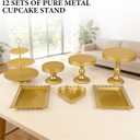 12 Set of Gold Cake Stand, Metal Gold Cupcake Stand and Bases para Postres de Mesa, Elegant Gold Dessert Stands for Party and Wedding, Easy to Clean Desert Table Display Set