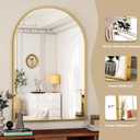 HARRITPURE Arched Bathroom Mirror - 30"x40" Gold Large Wall Mounted Vanity Mirror Aluminum Alloy Frame Arch Wall Mirror for Living Room, Bedroom and Entryway