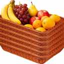 Wicker Bread Baskets for Serving 6 Pack, 15.8 Inch Large Rectangular Woven Baskets, Rattan Tray Organizer for Bread, Fruit, Vegetables, Snacks, Kitchen, Dining Table & Restaurant Tabletop
