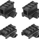 Gotical Three T Trading Low-Profile Compact Riser Mount, 0.5" High, 3 Slots for Scopes and Optics (Combo of 4, 0.5" & 1" High ( 2 Pcs Each))