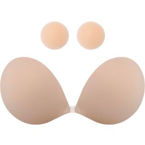 MITALOO 2026 Seamless Sticky Bra Adhesive Bra Push Up Invisible Strapless Backless Covers for Women Nude (Beige)