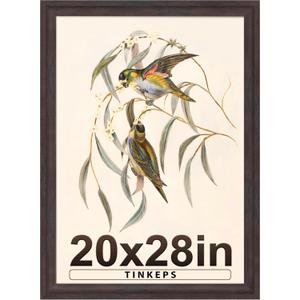 20x28 Picture Frame Walnut Brown with Black Back Board, Curved Extra Wide Edges, Wooden Vintage Style Poster Frame 20x28 for Wall Decor.