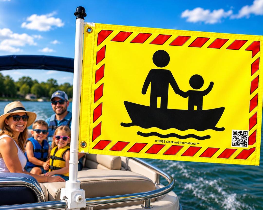 Child On Board Boat Safety Flag High Visibility Warning Flag for Kids & Children on Boats, Neon Yellow Double-Sided UV Resistant Marine Flag, 12x18 Inch for Pontoon, Jet Ski, Kayak & Fishing Boats
