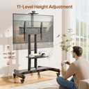 Rolling TV Stand with Shelf&Camera Rack for 32-83" TV up to 132lbs | Thickened Columns, 2X Strength Tested, 11 Height Levels 39.7-59.4", Lockable Wheels, for Living Room, Office, Meeting