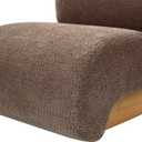  28" Modern Curved Boucle Accent Chair with Solid Wood Base, Mid-Century Armless Upholstered Slipper Lounge Chair for Living Room, Bedroom, Reading Nook, Natural + Brown