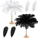 30 Pcs Large Natural Ostrich Feathers Bulk 16-18 Inch for Centerpieces for Wedding Party Centerpieces Home Decoration Flower Arrangement (Black, White)