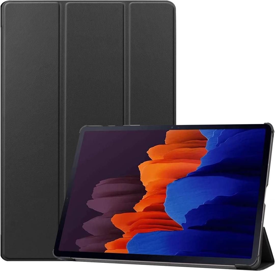 Tablet Cover for Samsung Galaxy Tab S7 Plus/S8 Plus SM-T970 T975 T976 T978 SM-X800 X806(2020 2022 Release),Folio Stand Lightweight Leather Case for Galaxy Tab S7+ S8+ 12.4"(KST-Black)