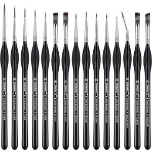 PANDAFLY Detail Paint Brushes Set, 15pcs Miniature Brushes for Fine Detailing & Art Painting - Acrylic, Oil, Watercolors & Paint by Number, Models, Face, Nail, Craft
