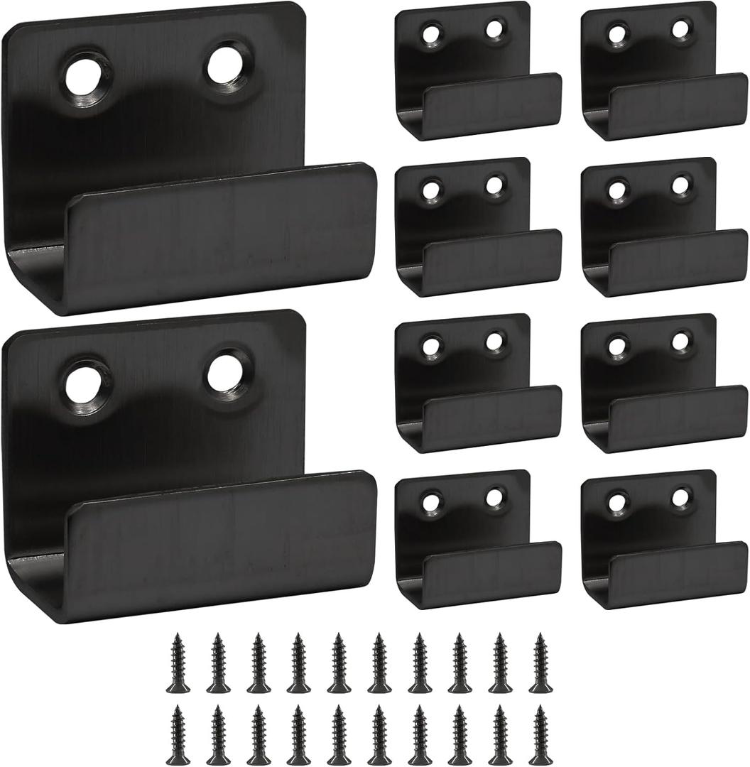 10 Pack Wall Hanger Fastener, Stainless Steel Wall Mount Brackets Hook with 25 mm Inner Width Heavy Duty Tile Hangers for Ceramic Display (Black)