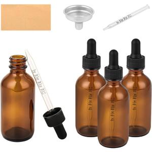 4PCS 2oz Clear Glass Dropper Bottles, Empty Leak-Proof Containers for Essential Oils, Beard Oils, Watercolor Paints & DIY Crafts