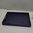SforGUVA Navy Blue Serving Tray for Coffee Table, Rectangular Plastic Decorative Tray with Handles for Entertaining, Outdoor Patio, Living Room, Ottoman, Bathroom Counter, 11.8”*15.7”*1.6”