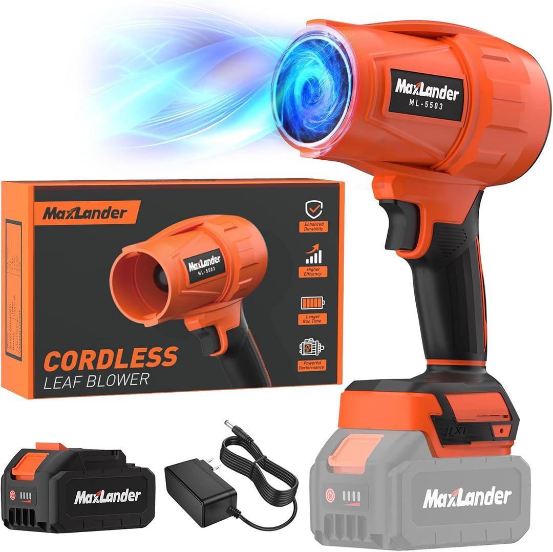 Leaf Blower Cordless, 21V Electric Handheld Leaf Blower with 3.0Ah Battery, 180000 RPM Battery Blowers with Adjustable Speed for Lawn Care, Patio Cleaning, Blowing Leaves and Dust