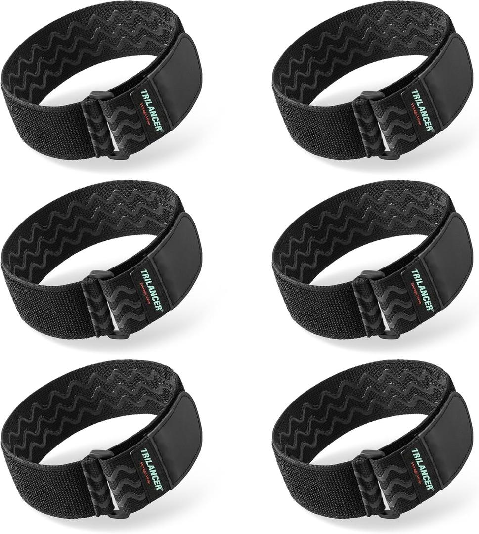 Trilancer Elastic Cinch Straps with Anti-Slip Strips, 14 "x 2" (6 Pack) Multipurpose Hook and Loop Bundling Straps for Hose, Cords, Bike, Luggage, Camping, Yoga Mats