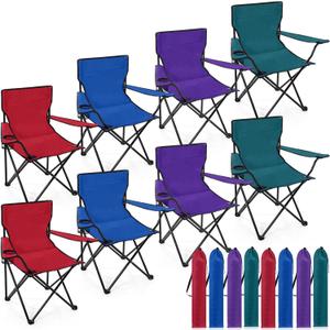 8 Pcs Regular Folding Camping Chairs with Cupholder, Chic