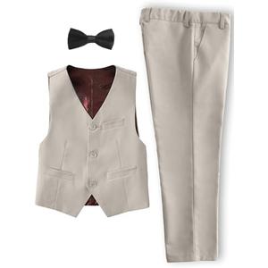 YuanLu Boys Suit Homecoming Dresses for Kids Ring Bearer Outfit Suits Tuxedo Formal Vest and Pants Suit Set, 8Y, Light Champagne 