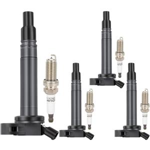 4 ignition coil pack with 4 spark plugs for Toyota Camry 10-17 for Highlander RAV4 09-18 for Venza 09-15 for Sienna 11 12 for Corolla 19, for Scion tC 11-16 UF507 UF630