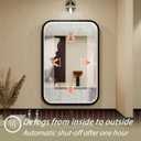 16x24 Inch Black Frame LED Bathroom Mirror with Lights, Adjustable 3000K/4500K/6000K, Wall Mounted Lighted Bathroom Vanity Mirrors, Anti-Fog, Dimmable, Memory Funtiom, Horizontal/Vertical