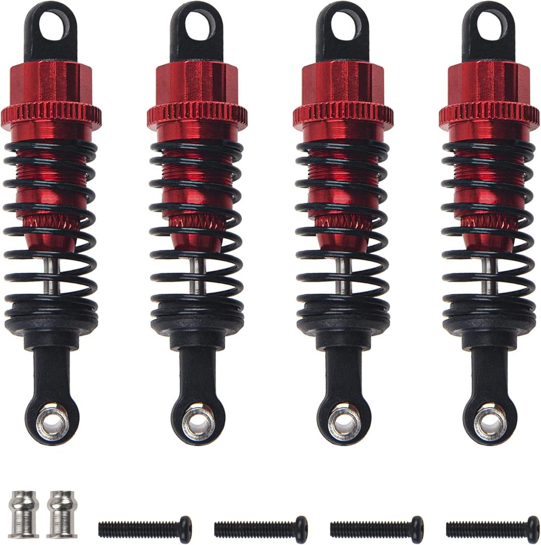 4Pcs ShareGoo RC Shock Absorber Damper 55mm Shocks Assembled Compatible with WLtoys A959 969 A979 K929 1/18 RC Car (Red)