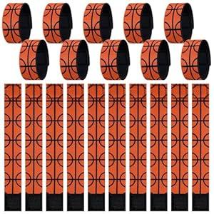 Maysing 24 Pcs Basketball Sleeve Holders 7.5 Inch Basketball Shirt Sleeve Straps Brown Black Pattern Stitching Sports Shirts Ties for Women Men Teens Sports Activities Accessories Gift