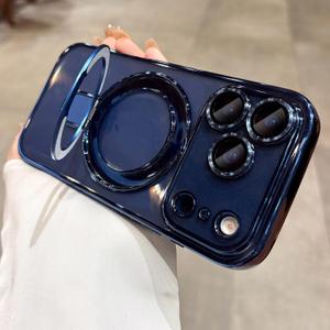 LXK Magnetic Invisible Stand for iPhone 17 Pro Case 6.3" Compatible with MagSafe, Military-Grade Protection, with Camera Protector, Clear Scratch-Resistant Back Cover for iPhone 17 Pro, Deep Blue