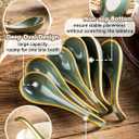 Gomakren Soup Spoons Set of 6, Asian Soup Spoons 6.5 Inch Ramen Spoons, Christmas Ceramic Chinese Spoon Set for Soup, Cereal, Pho, Noodles, Dumpling, Mothers Day Gifts, Dishwasher Safe, Blue-Green