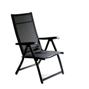  Adako Single 1 Folding Chairs with Arms, Portable Patio Chairs for Outdoor & Indoor, Sling Back Chairs for Lawn, Pool, Courtyard, Balcony & Garden (Black)