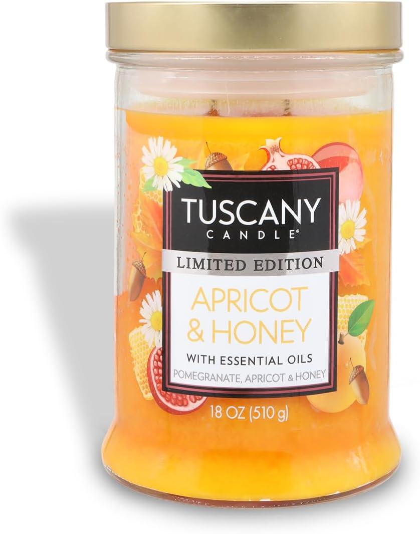 Tuscany Candle Apricot & Honey: Pomegranate & Patchouli Scented Fall Candle, 18 oz