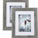 Scholartree Grey 8x10 Picture Frame set of 2,Display 8x10 without Mat or 5x7 with Mat